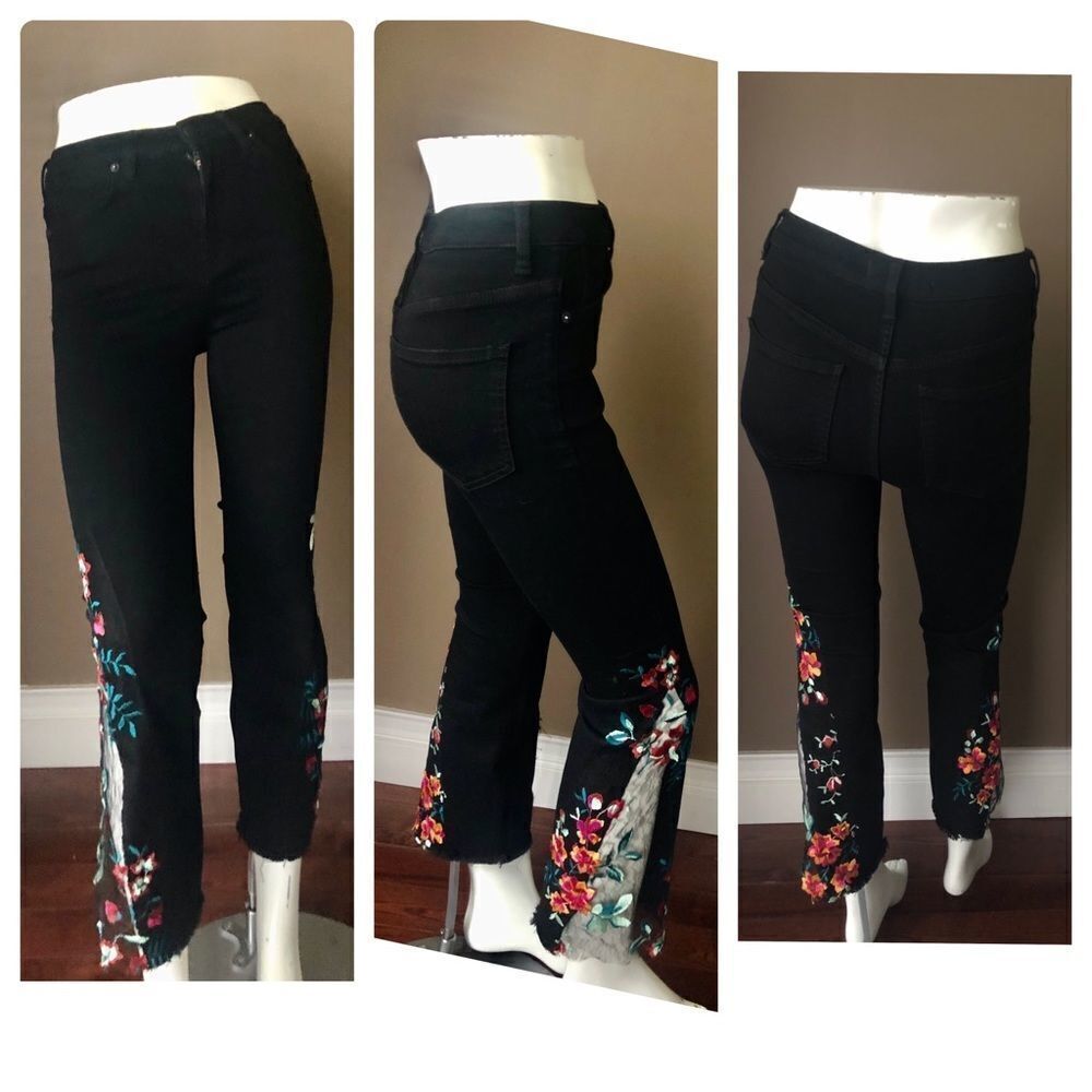 Free People Jeans w/ Lacy Mini Flare bottoms